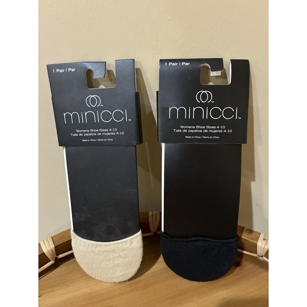 2 Pairs Women's Hidden Hourglass Liner Socks Gel Heel Minicci Size M/L(4-10) New